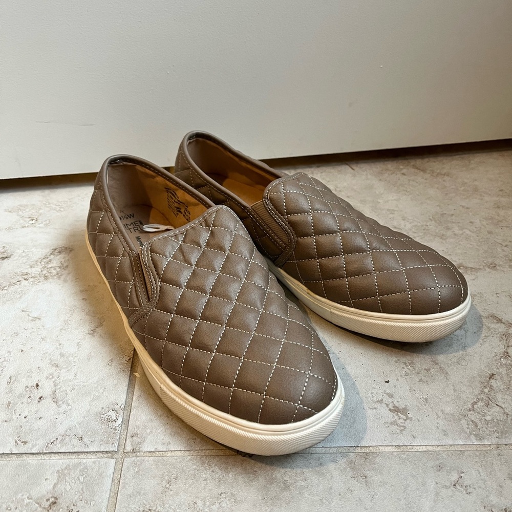 Taupe slip on shoes